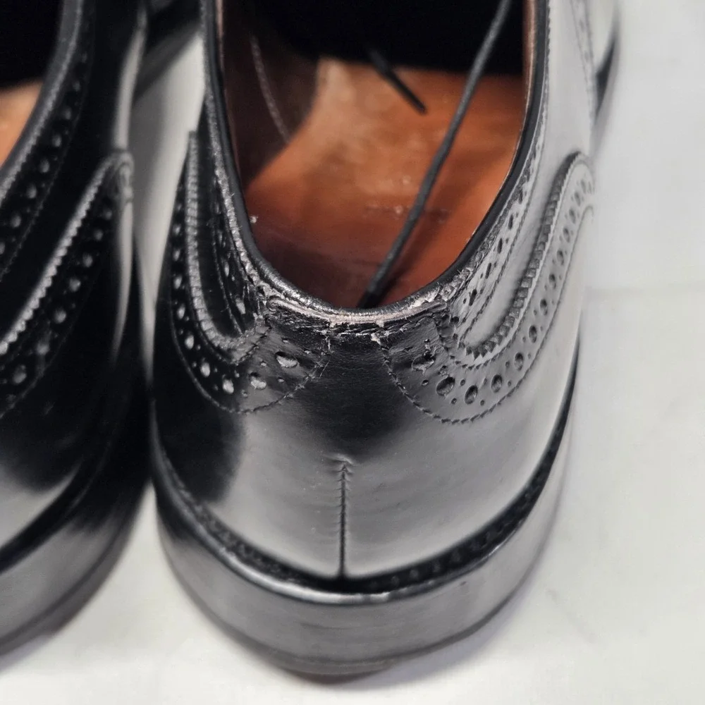 Allen Edmonds Black Leather Sanford Cap Toe Brogue Derby Men's 10.5 D USA